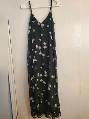 a.n.a Black High Low Dress with White Floral Print